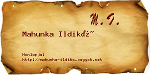 Mahunka Ildikó névjegykártya